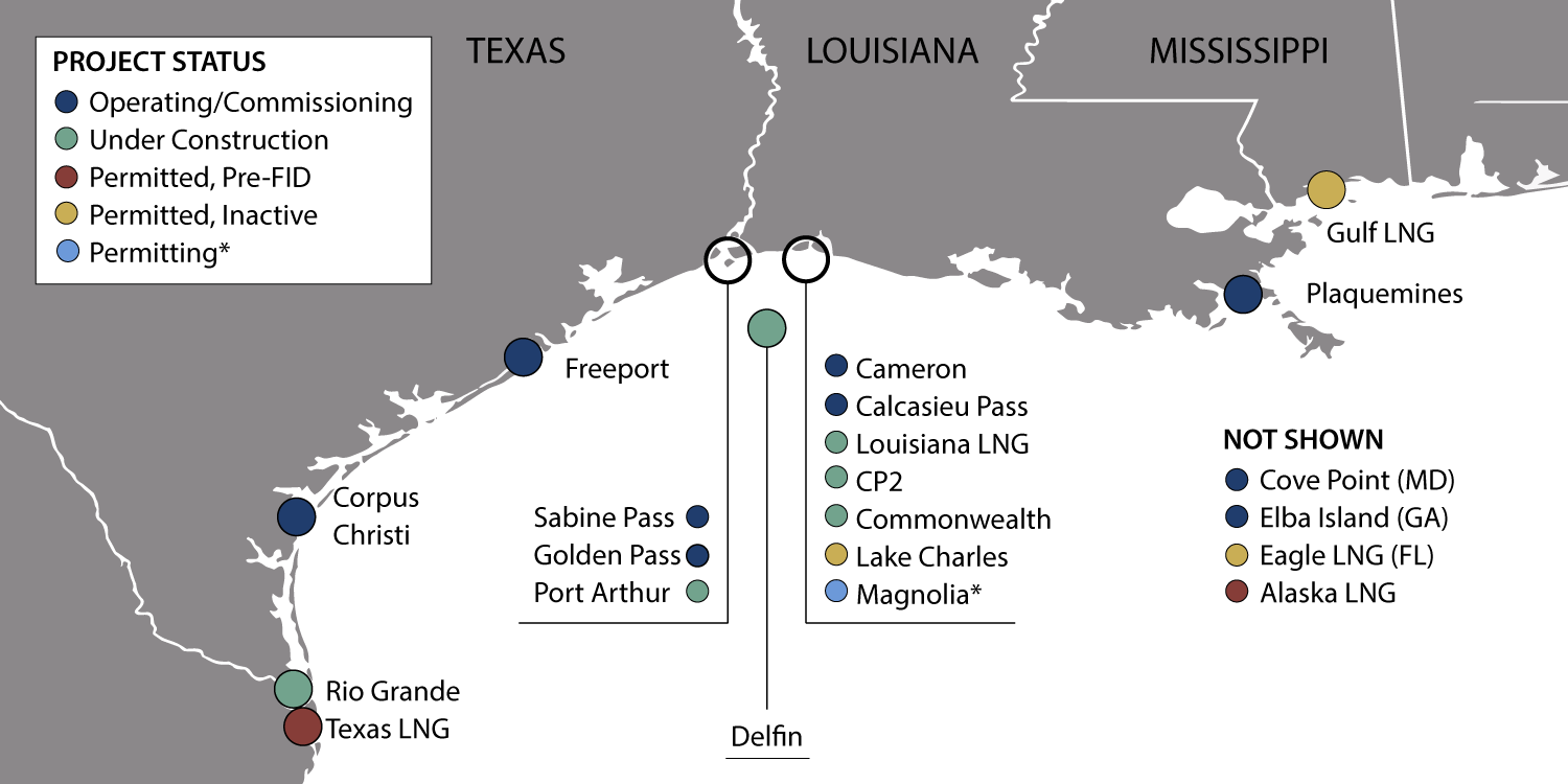 USLNG Export Facilities Map